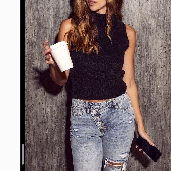 Rainey High Neck black Sleeveless fuzzy knit Sweater NWT other sizes available! - Picture 2 of 6